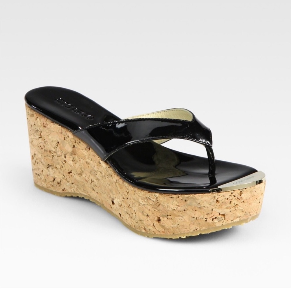 Jimmy Choo Stylish Black Wedge Sandals